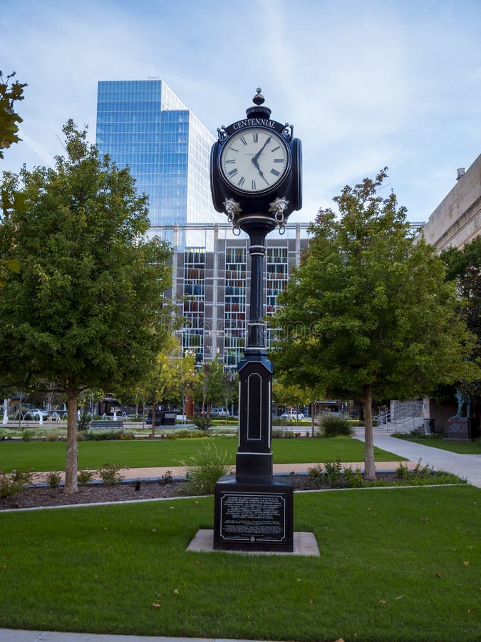 Bicentennial Park in Oklahoma City - downtown district - OKLAHOMA CITY - OKLAHOMA - OCTOBER 18, 2017 royalty free stock photography Bicentennial Park in Oklahoma City - downtown district - OKLAHOMA CITY - OKLAHOMA - OCTOBER 18, 2017 royalty free stock photography