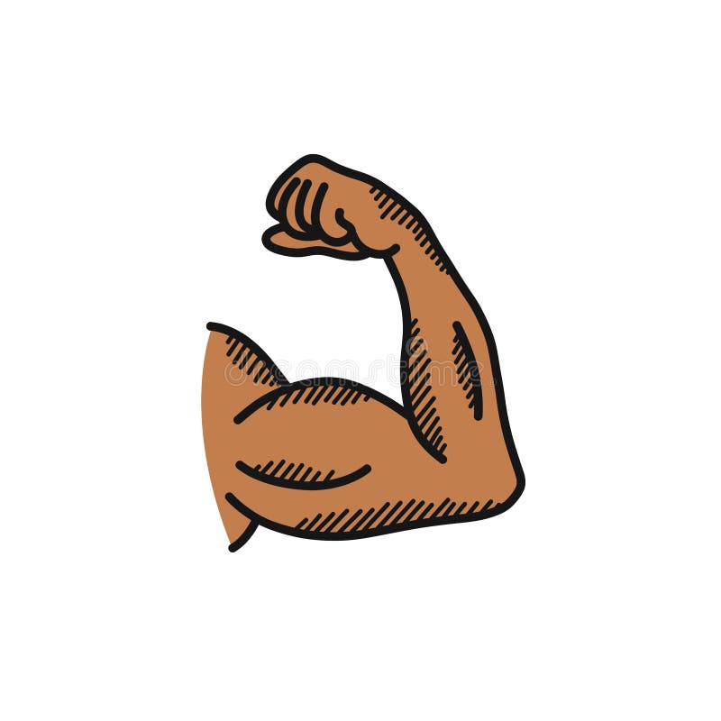 Biceps doodle icon stock illustration. Illustration of energy - 182772412