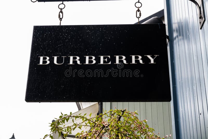 Editorial, Sign or Logo of Burberry on Hanging Sign Editorial Photography -  Image of village, burberry: 161805662
