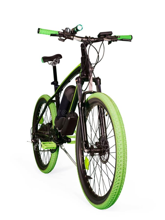 Bici elettrica su bianco con il percorso di ritaglio immagini stock Bici elettrica su bianco con il percorso di ritaglio immagini stock