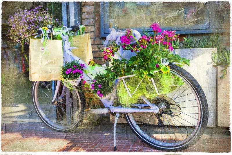 Bici floral del vintage imagenes de archivo Bici floral del vintage imagenes de archivo
