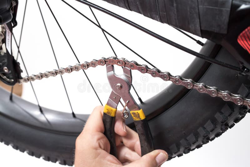 Bicycle Maintenance, Breaking the Chain with Tool Stock Image Image