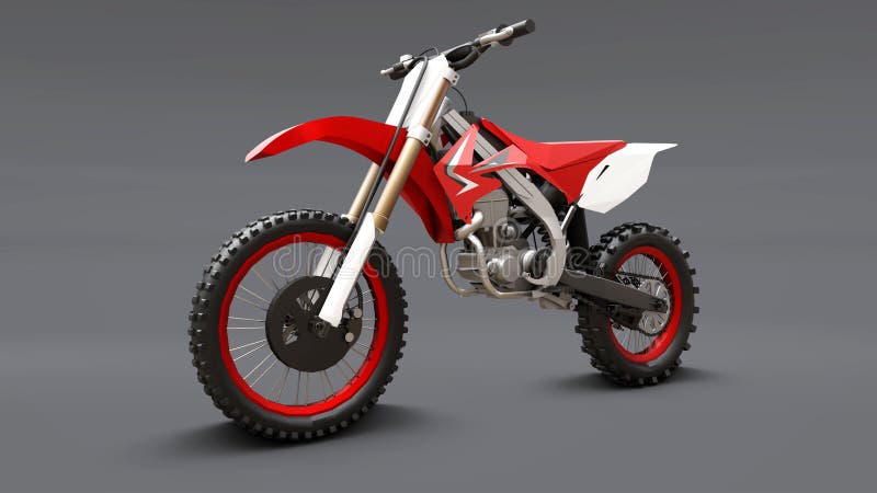 Moto de motocross na ilustração de renderização 3d de fundo transparente
