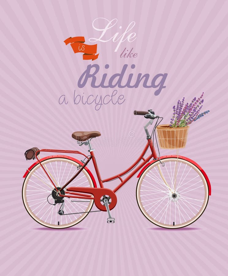 Bicicletta con la merce nel carrello della lavanda Manifesto nello stile d'annata Illustrazione di vettore royalty illustrazione gratis Bicicletta con la merce nel carrello della lavanda Manifesto nello stile d'annata Illustrazione di vettore royalty illustrazione gratis