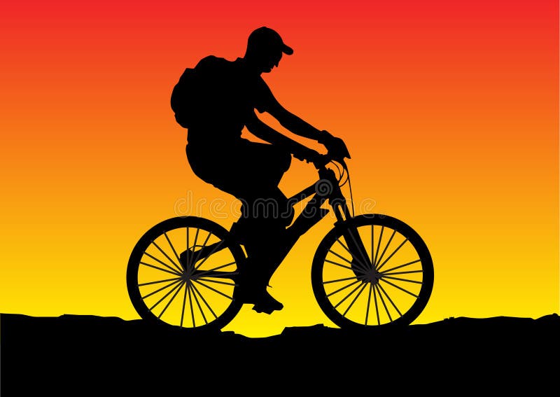 Bicicletta di tramonto illustrazione vettoriale Bicicletta di tramonto illustrazione vettoriale