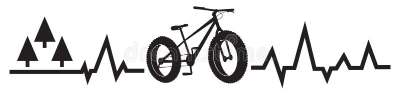 Heartbeat pulse fat bike mountain vector. Heartbeat pulse fat bike mountain vector