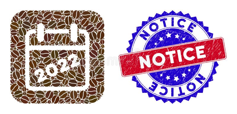 Bicolor Notice Scratched Stamp with Coffee Grain Hole Mosaic 2022 Calendar royalty free illustration