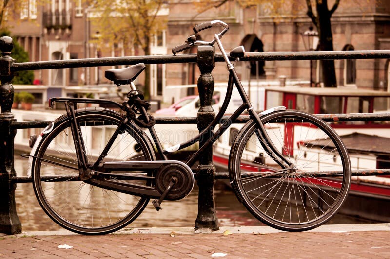 Basket with Bouquet of Red Tulips on a Bike Stock Image Image of