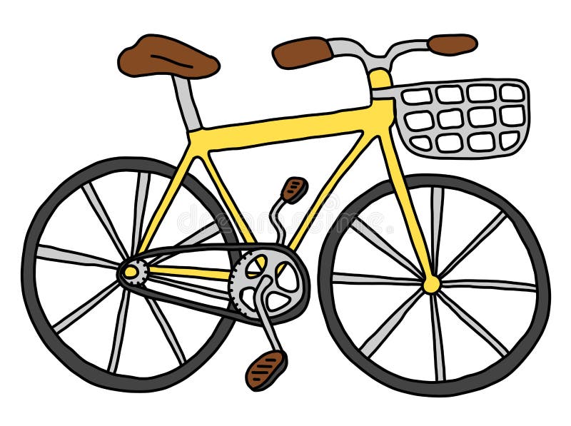 Bicycle with a Basket. Summer Bike Ride. Recreation Walk. Vector Cartoon  Illustration. Hand Drawn Sketch. Stock Vector - Illustration of cartoon,  summer: 193263508
