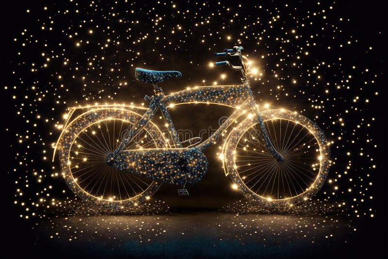 Bicycle Creative Image Made with Starry Night To Form the Bicycle Shape