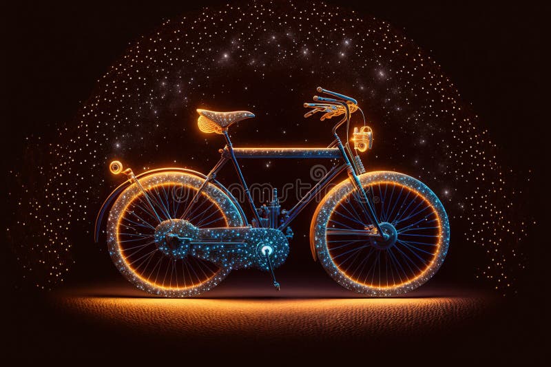 Bicycle Creative Image Made with Starry Night To Form the Bicycle Shape