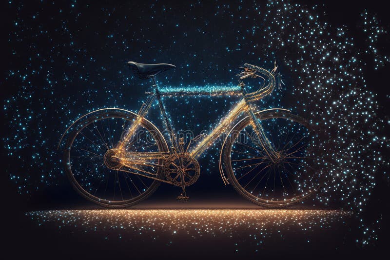 Bicycle Creative Image Made with Starry Night To Form the Bicycle Shape