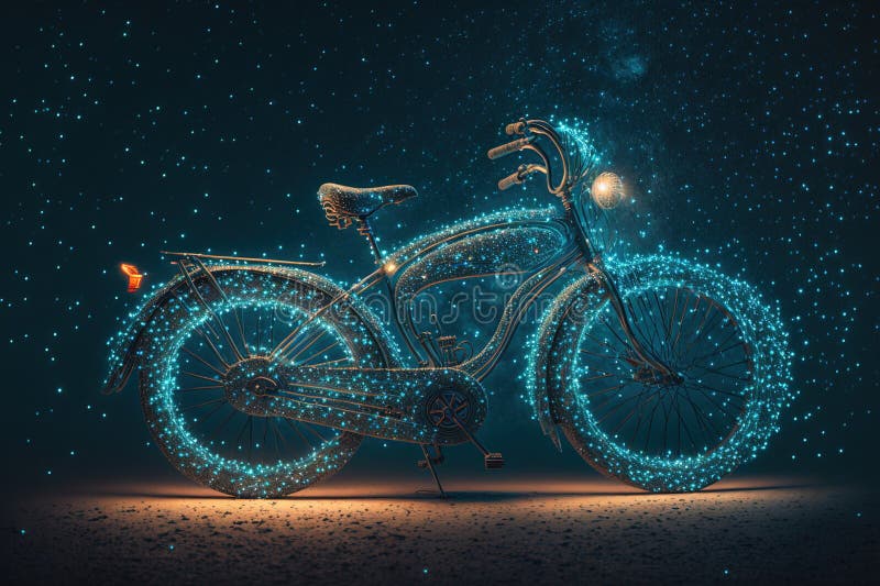 Bicycle Creative Image Made with Starry Night To Form the Bicycle Shape