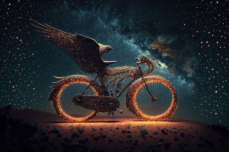 Bicycle Creative Image Made with Starry Night To Form the Bicycle Shape