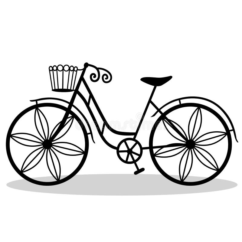 Bicycle with Decorative Wheels. Stock Vector Illustration of draw