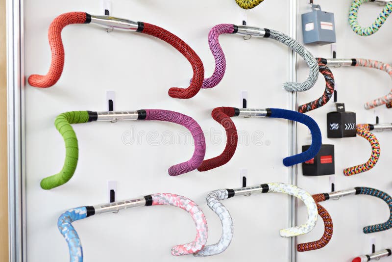 Bicycle Drop Handlebars with Color Winding in Store Stock Image Image