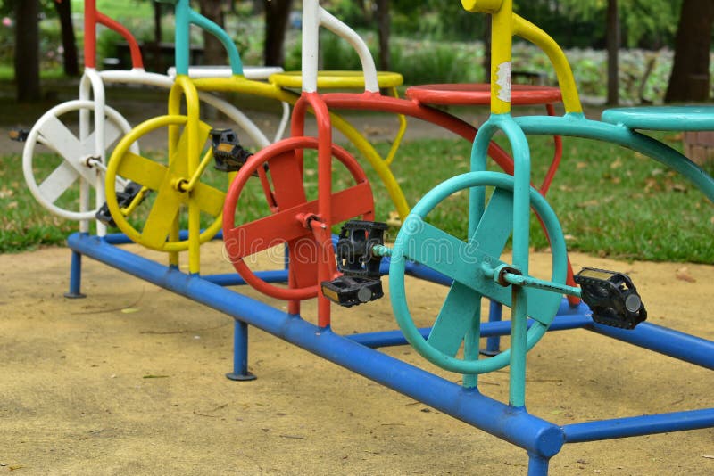 Bicycle Kid Stand in Outdoor Playground Stock Image - Image of children, stand: 170536677