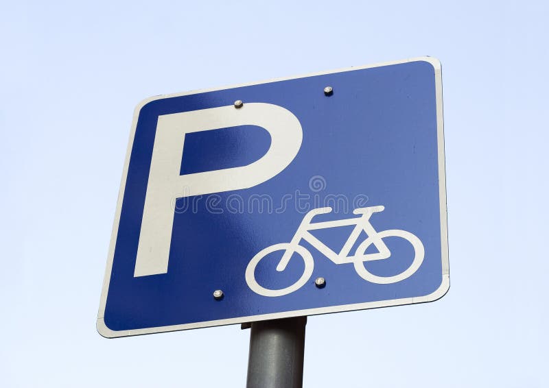 Bicycle Parking Signs stock photo. Image of blue, road 51699096