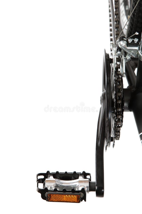 Bicycle Pedal with Sprocket on a White Background. Stock Photo Image