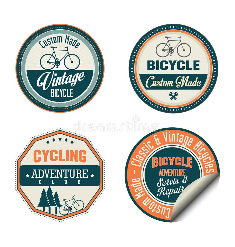Bicycle Retro Vintage Badge Collection Stock Illustration Illustration of dark, premium 54642603