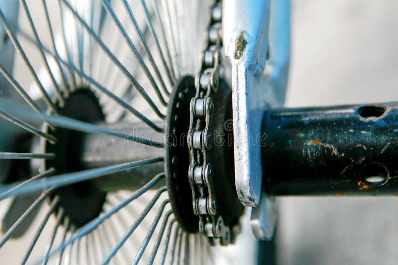 Bicycle Spokes and Chain on Bicycle Wheel Stock Image Image of drive