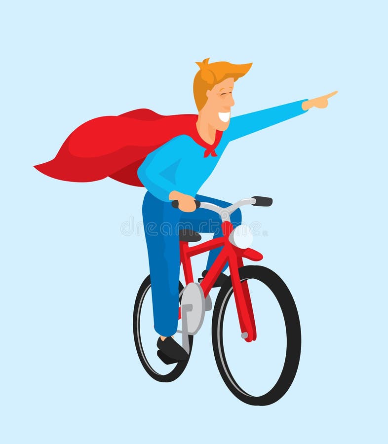 Bicycle Super Hero Riding His Bike Stock Illustration - Illustration of bike,  healthy: 137222753