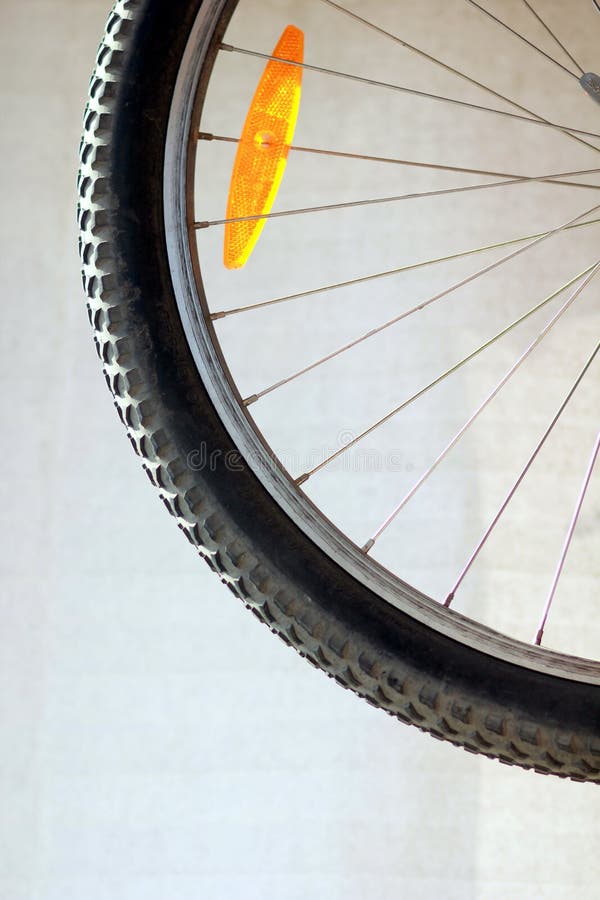 Bicycle tire, closeup stock image. Image of reflector 89573157