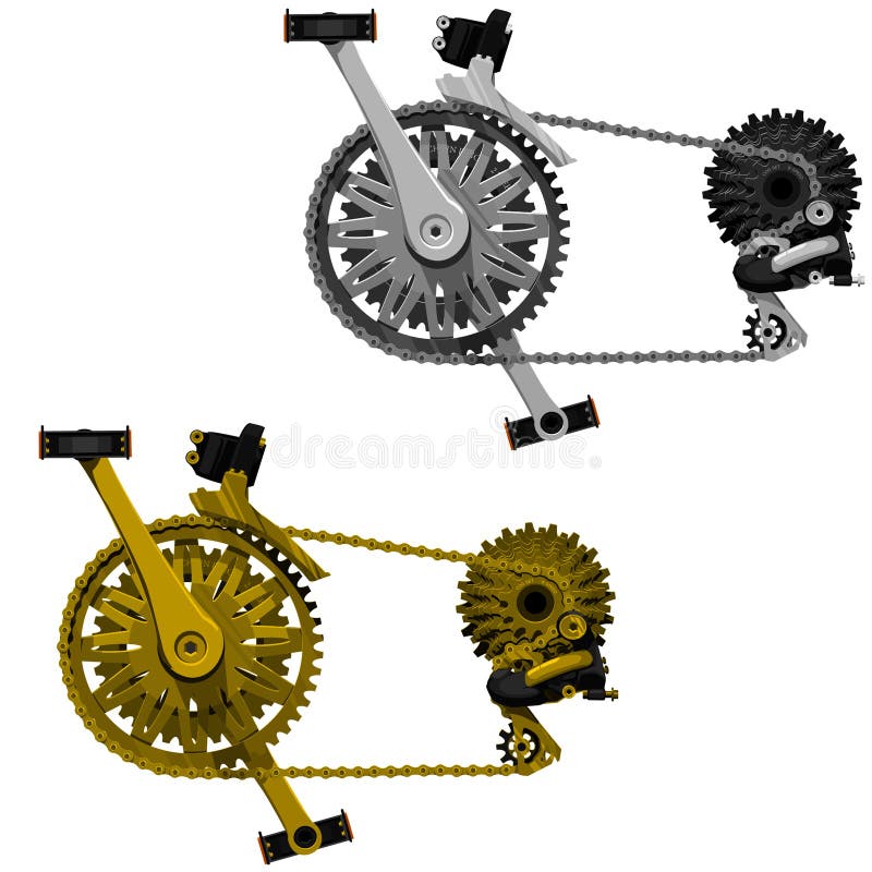 Bicycle Transmission System Drawings Stock Vector Illustration of