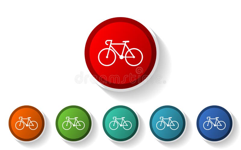 Bicycle vector icon set, flat design symbol collection in 6 colors option in EPS 10 royalty free illustration