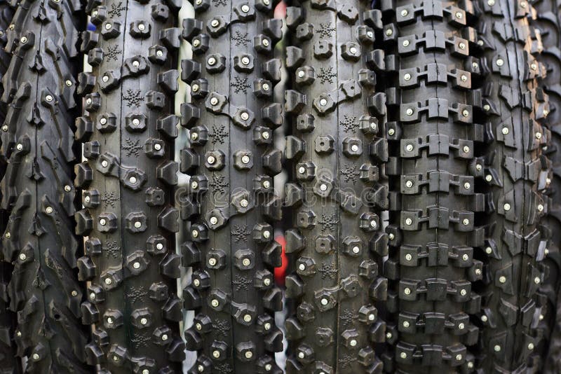 Bicycle Winter Tires an Assortment of Store Stock Image Image of
