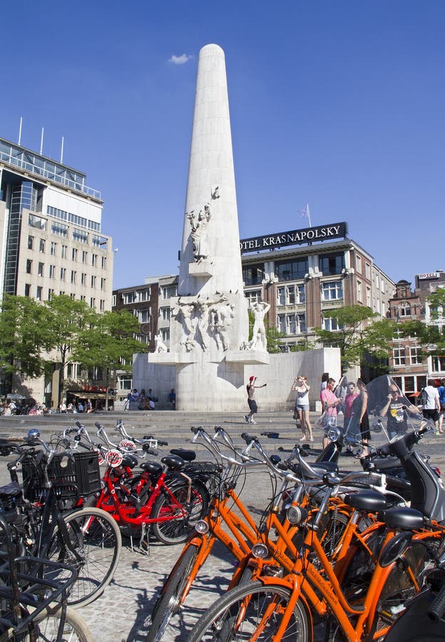 Bicycles on Dam Square Amsterdam