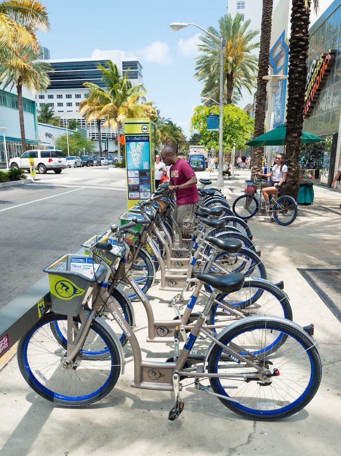 Bicycles for Rent in Miami Beach Editorial Stock Image Image of