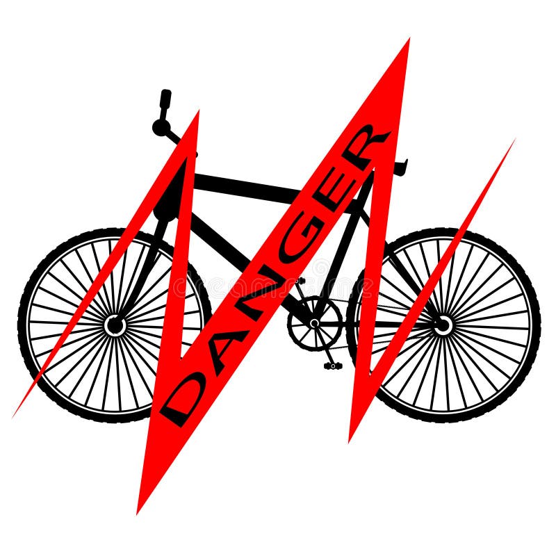 Bicyclette noire avec le DANGER de ligne rouge et d'inscription - illustration de vecteur illustration libre de droits Bicyclette noire avec le DANGER de ligne rouge et d'inscription - illustration de vecteur illustration libre de droits