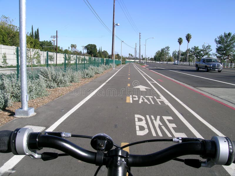 Bicycling along a bike path