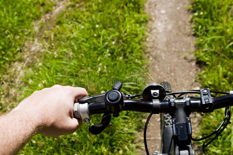 Bicycling on a trail with a mountain bike. Bicycling on a trail with a mountain bike