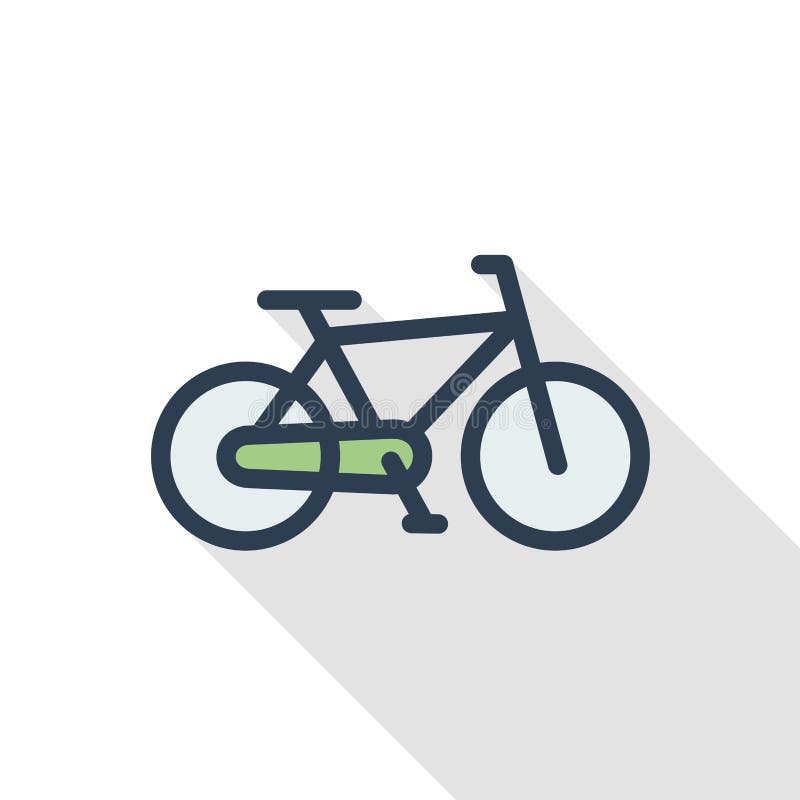 Bicykl, roweru koloru cienka kreskowa płaska ikona Liniowy wektorowy symbol Kolorowy długi cienia projekt ilustracji Bicykl, roweru koloru cienka kreskowa płaska ikona Liniowy wektorowy symbol Kolorowy długi cienia projekt ilustracji