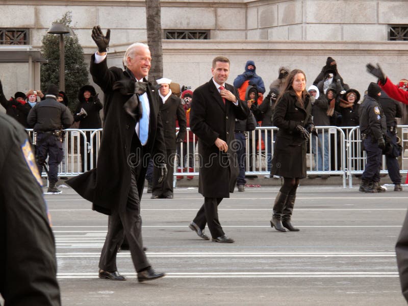 Photo of Joe Biden with his son and daughter outside of their limousine at the Inauguration parade in Washington D.C. of Barack Obama and Joe Biden on 1/20/09. This Inauguration celebrates the election of the first black president of the United States of America. Photo of Joe Biden with his son and daughter outside of their limousine at the Inauguration parade in Washington D.C. of Barack Obama and Joe Biden on 1/20/09. This Inauguration celebrates the election of the first black president of the United States of America.