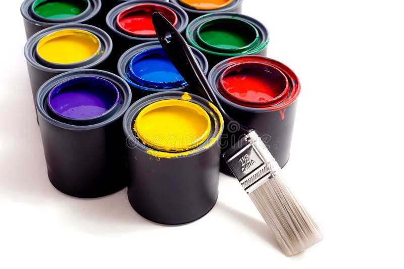 Bidons de peinture photo stock. Image du couleurs, coloré - 5270864