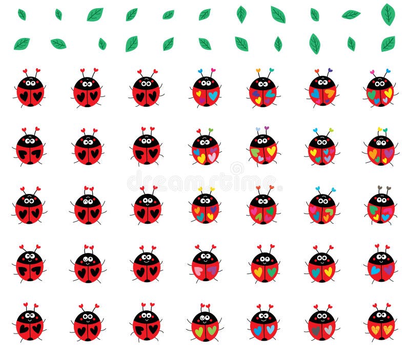 Biedronka kolorowy dziwny set ilustracja wektor Biedronka kolorowy dziwny set ilustracja wektor
