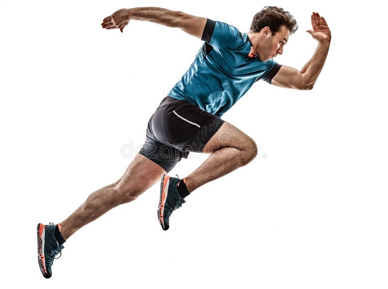 Biegacz biegający jogger jogger młody mężczyzna odizolowany białe tło