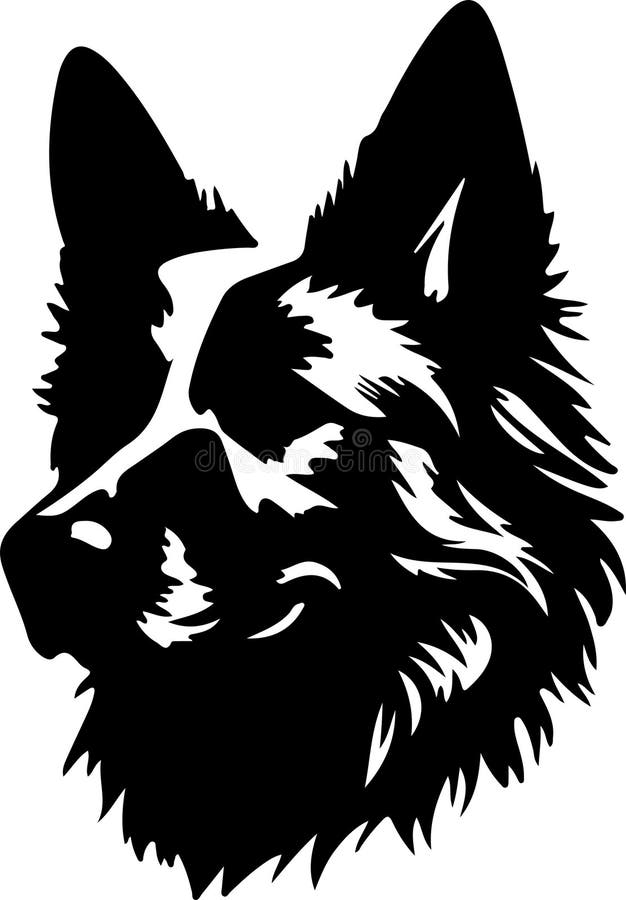 Black silhouette of Belgian Tervuren with transparent background.Generative Ai. Black silhouette of Belgian Tervuren with transparent background.Generative Ai