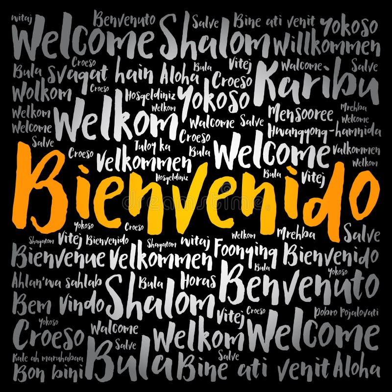 Bienvenido , in Spanish, Word Cloud in Different Languages Stock Illustration