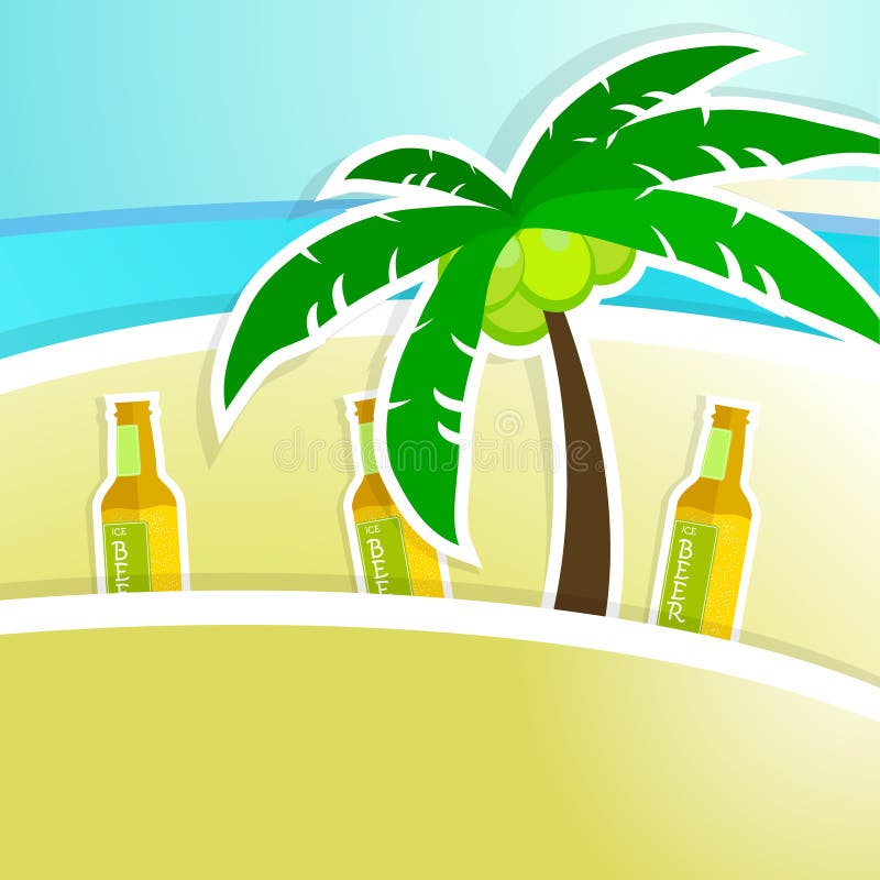 Bier met schuim op barteller Tropische toevlucht stock illustratie Bier met schuim op barteller Tropische toevlucht stock illustratie