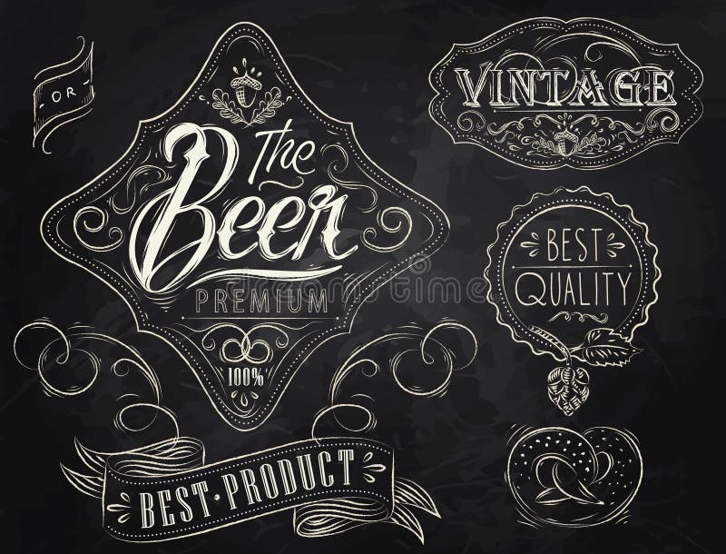 Bier uitstekende elementen. Krijt. royalty-vrije illustratie Bier uitstekende elementen. Krijt. royalty-vrije illustratie