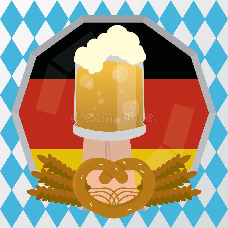 Bierbok met pretzel. vectorillustratie-decoratief ontwerp vector illustratie