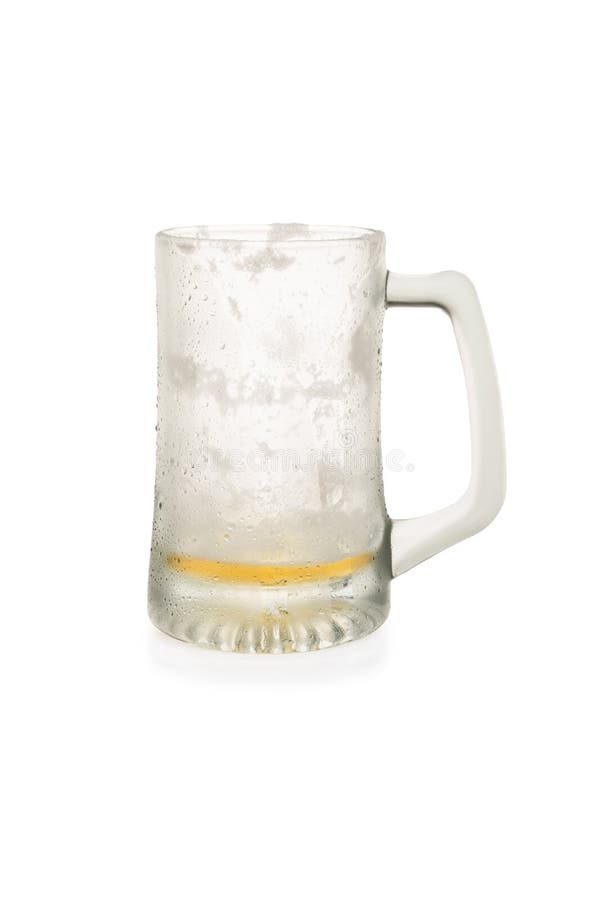 Bierkrug mit einem wenig Bier-links stockfotografie Bierkrug mit einem wenig Bier-links stockfotografie
