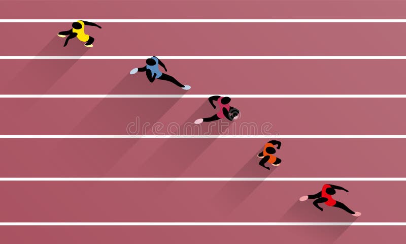 Bieżne atlety Na Sportowym Biegowym śladzie royalty ilustracja Bieżne atlety Na Sportowym Biegowym śladzie royalty ilustracja