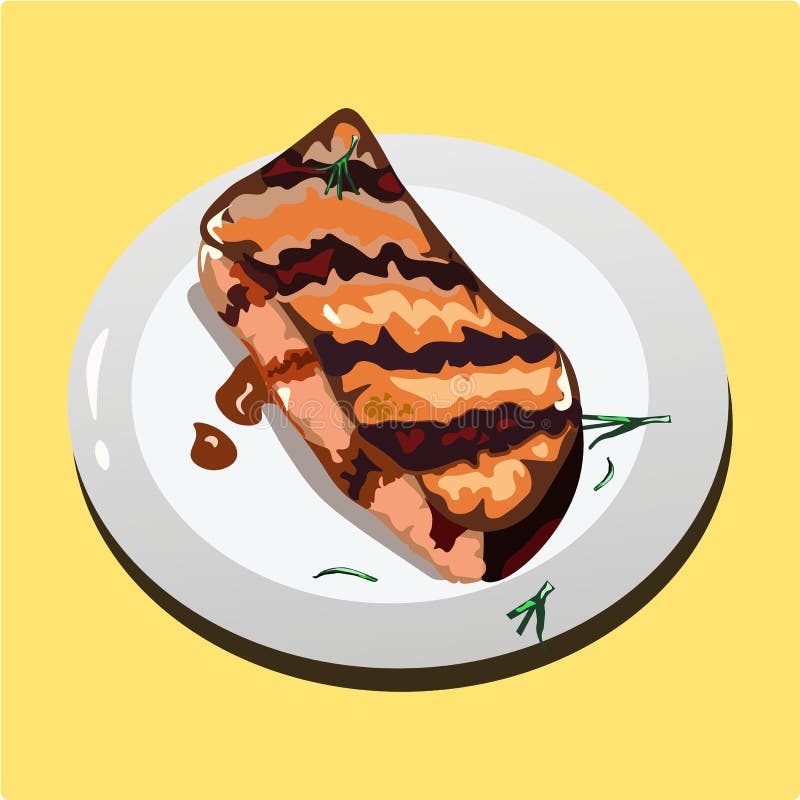 Biffen på plattan grillad saftig steak royaltyfri illustrationer