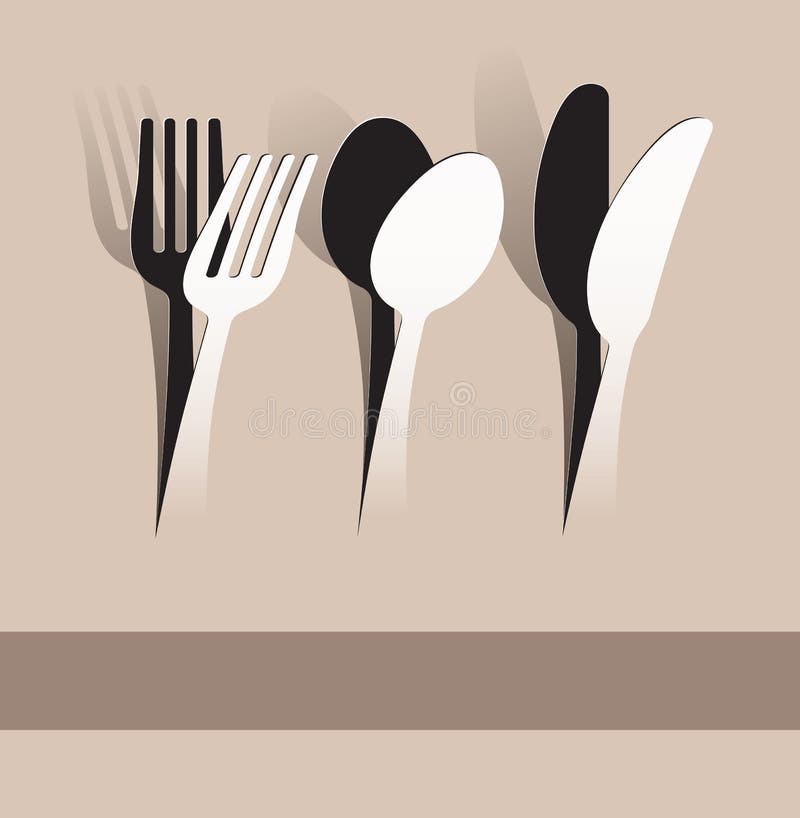 Tenedor, cuchara y cuchillo recortados en papel ilustración del vector