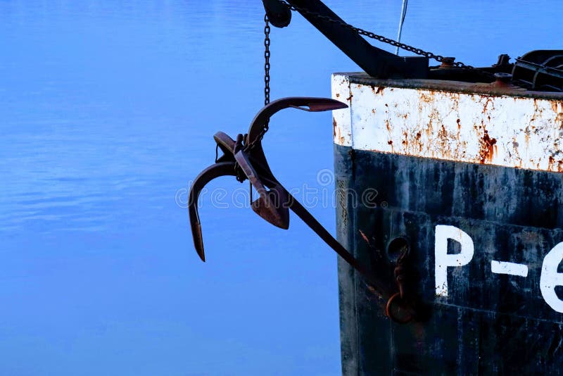Big Anchor Hanging on the Side of a Ship Stock Image Image of side